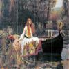The Lady of Shalott by John William Waterhouse Tile Mural Kitchen Bathroom Wall Backsplash Behind Stove Range Sink Splashback 4x3 4" Marble, Matte view 1
