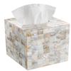 Milano Tissue Box Cover Square  Decorative Tissue Holder for Bathroom - Beautiful Natural Mother of Pearl Capiz Shells Tissue Box Holder - Cube Tissue Box Cover with Durable Bottom Slider view 1