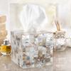 Milano Tissue Box Cover Square  Decorative Tissue Holder for Bathroom - Beautiful Natural Mother of Pearl Capiz Shells Tissue Box Holder - Cube Tissue Box Cover with Durable Bottom Slider view 2