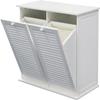 eHemco Dual Hamper Tilt Out Laundry Sorter with 2 Removable Compartment Cotton Bags, White view 1