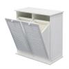 eHemco Dual Hamper Tilt Out Laundry Sorter with 2 Removable Compartment Cotton Bags, White view 3