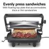 Hamilton Beach Panini Press Sandwich Maker & Electric Indoor Grill with Locking Lid, Opens Wide to Fit Any Thickness for Quesadillas, Burgers & More, Nonstick 8" x 10" Grids, Chrome (25460MNA) view 4