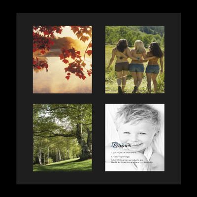 ArtToFrames Collage Photo Frame Single Mat with 4-5x7 Openings and Satin Black Frame.