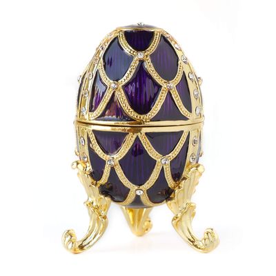 Apropos Hand-Painted Vintage Style Faberge Egg with Rich Enamel and Sparkling Rhinestones Jewelry Trinket Box (Purple)