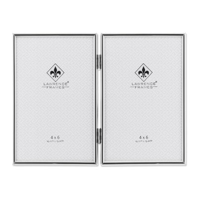 Lawrence Frames Hinged Double Simply Metal Picture Frame, 4 by 6-Inch, Silver