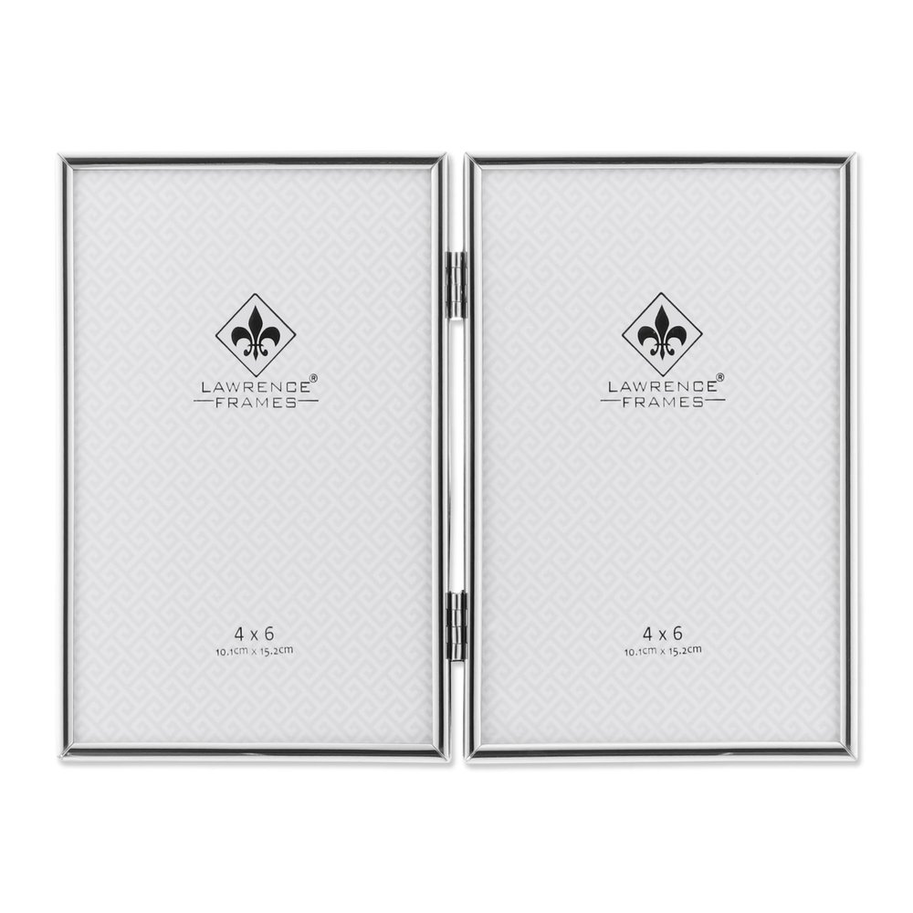Lawrence Frames Hinged Double Simply Metal Picture Frame, 4 by 6-Inch, Silver