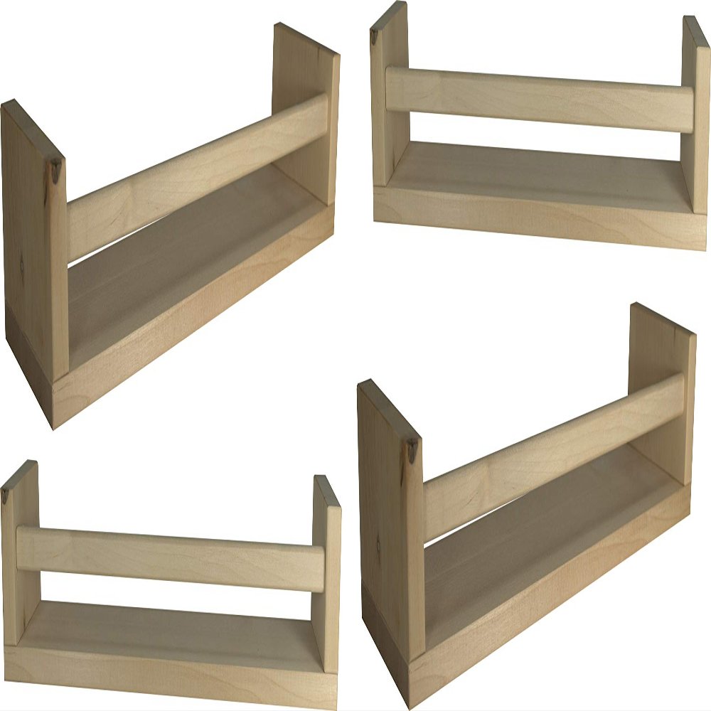 Ikea 4 Wooden Spice Rack Nursery Book Holder Kids Shelf Kitchen Bathroom Accessory Storage Organizer Birch Natural Wood Bekvam, Garden, Lawn, Maintenance