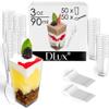 DLux 50 x 3 oz Mini Dessert Cups with Spoons, Square Tall - Clear Plastic Parfait Appetizer Cup - Small Reusable Serving Bowl for Party Desserts Appetizers - With Recipe Ebook view 2