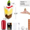 DLux 50 x 3 oz Mini Dessert Cups with Spoons, Square Tall - Clear Plastic Parfait Appetizer Cup - Small Reusable Serving Bowl for Party Desserts Appetizers - With Recipe Ebook view 4