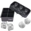 Ticent Ice Cube Trays (Set of 2), Silicone Sphere Whiskey Ice Ball Maker with Lids & Large Square Ice Cube Molds for Cocktails & Bourbon - Reusable & BPA Free view 1