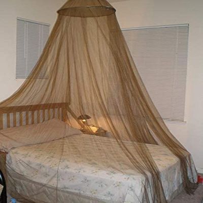 OctoRose Round Hoop Brown Bed Canopy Mosquito Netting | Fits Bed| Hanging Princess Canopy Crown Bed Curtain Drapes (Hoop-Brown)