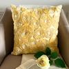 The HomeCentric Pillow Cover, 22x22 inch (55x55 cm) Cushion Covers, Gold Cushion Covers, Ribbon Gold Rose Flower Floral Theme Throw Pillows Cover, Art Silk Square Pillows Cover, Floral - Gold Garden view 2