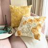 The HomeCentric Pillow Cover, 22x22 inch (55x55 cm) Cushion Covers, Gold Cushion Covers, Ribbon Gold Rose Flower Floral Theme Throw Pillows Cover, Art Silk Square Pillows Cover, Floral - Gold Garden view 4