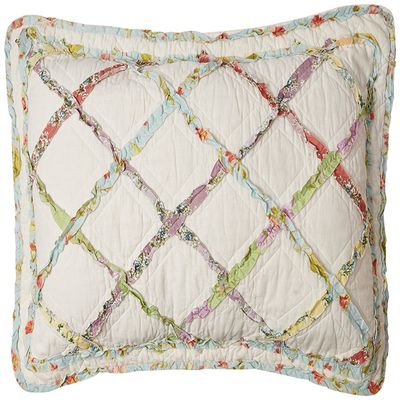 Laura Ashley - Standard Sham, 100% Cotton Bedding with Envelope Closure, Throw Pillow Cover for Bed or Couch, Oeko-Tex Certified (Ruffle Garden Cream, 20" x 26")