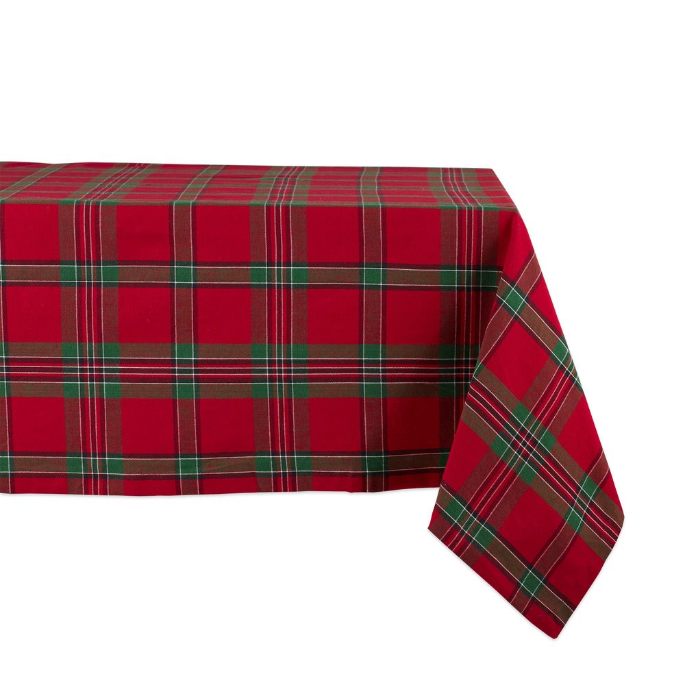 DII Farmhouse Christmas Plaid Dining Table & Kitchen Dcor, Holiday Tablecloth, 60x84, Red & Green