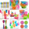 Party Essentials 10 Count Hard Plastic Square Twist Salad/Snack Bowls, 12-Ounce, Assorted Neon view 3