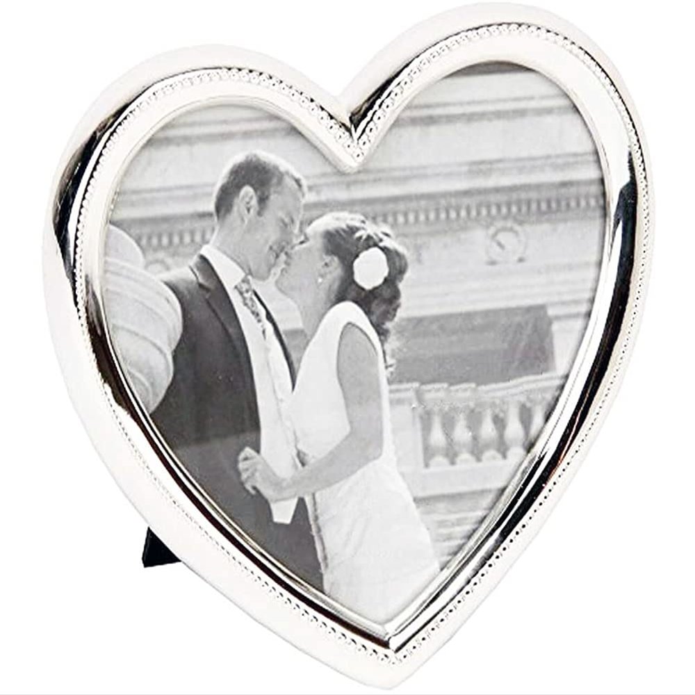 Haysom Interiors Contemporary Silver Plated Heart Shaped Photo Frame Holds a 4" x 4" Photograph by Happy Homewares
