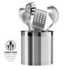 Oggi Stainless Steel Jumbo Utensil Holder - 7" Utensil Caddy, Weighted Base for Stability - Extra Large Utensil Crock and Countertop Utensil Organizer, Stainless Steel view 3