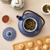 Juvale Japanese Cast Iron Teapot with Infuser & Stovetop Tea Kettle - 34 oz, Blue - Heat Retention, Removable Lid & Fold-Down Handle view 2