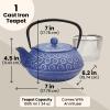 Juvale Japanese Cast Iron Teapot with Infuser & Stovetop Tea Kettle - 34 oz, Blue - Heat Retention, Removable Lid & Fold-Down Handle view 3
