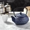 Juvale Japanese Cast Iron Teapot with Infuser & Stovetop Tea Kettle - 34 oz, Blue - Heat Retention, Removable Lid & Fold-Down Handle view 4