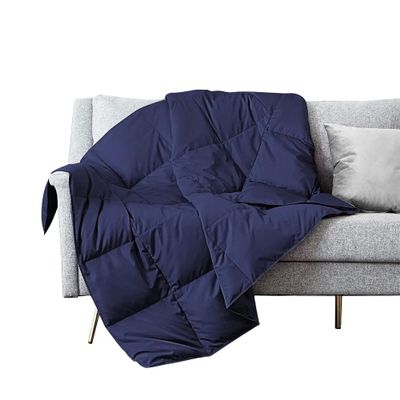 puredown Soft Feather Down Throw Blanket Lightweight Packable Couch Throw for Indoor and Outdoor Use, Throw 50"X70", Navy