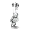 Vagabond House Pewter Metal Nautical/Ocean Blue Crab Cheese Martini Olive Stainless Steel Pick Set Skewer Fruit Toothpicks Ocean Coastal Dcor (6 picks) 4 inch Tall view 3