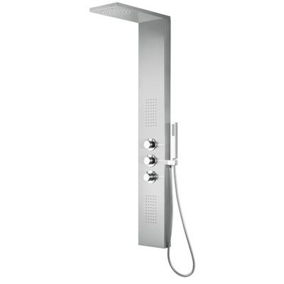 Blue Ocean 56" Stainless Steel SPS8729 Thermostatic Shower Panel Column System with Rainfall Shower Head, Body Nozzles, and Handheld Shower Head, Shower Tower