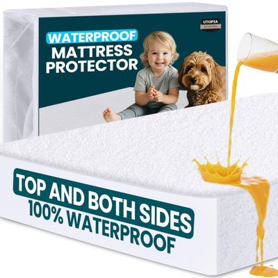 Utopia Bedding Waterproof Mattress Protector Top and Both Sides, King Size, Soft and Breathable Dual Sided Terry Mattress Cover, Fitted Style with Stretchable Elastic Pockets