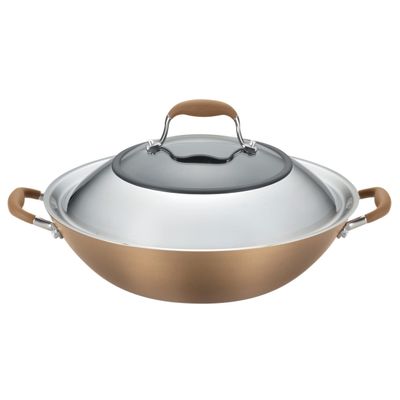 Anolon Advanced Hard-Anodized Nonstick 14" Covered Wok, Bronze