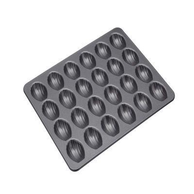 MasterClass KCMCHB92 Madeleine Tray with PFOA Non Stick, Robust 1mm Carbon Steel, 24 Hole Cake Mould, Grey