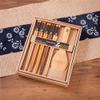 5 Pairs Natural Wood Chopsticks and 1 Moso Bamboo Rice Paddle Gift Set view 2