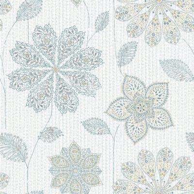 NuWallpaper NU1697 Gypsy Floral Blue/Green Peel & Stick Wallpaper, Blue