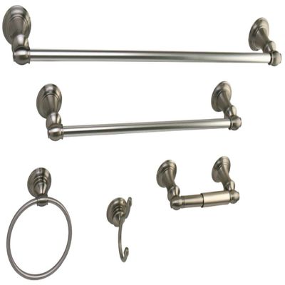 4-Pc Bathroom Accessories Set in Brushed Nickel