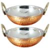 SKAVIJ Hammered Style Heat Insulated Bowl Set Copper Stainless Steel Serving Karahi (17 Ounce, Pack of 2) view 1
