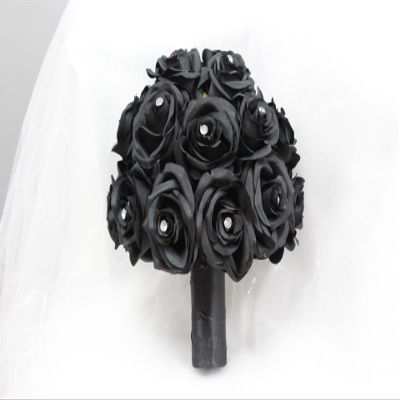 Angel Isabella Wedding Bouquet -Black Rose and Black Ribbon