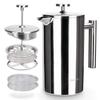 Secura French Press Coffee Maker, 304 Grade Stainless Steel Insulated Coffee Press with 2 Extra Screens, 34oz (1 Litre), Silver view 1