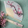Fashioncraft Delicate Cherry Blossom Design Silk Folding Fan, 8.25 Inch , White with Pink/Black view 2