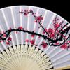 Fashioncraft Delicate Cherry Blossom Design Silk Folding Fan, 8.25 Inch , White with Pink/Black view 4