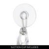 iDesign Plastic Bath Squeegee for Glass with Suction Hook Holder  12", Clear view 4