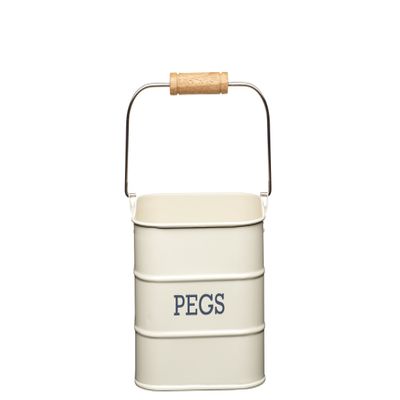 KitchenCraft Living Nostalgia Hanging Metal Peg Tin - Antique Cream