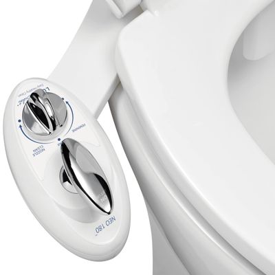 LUXE Bidet NEO 180 - Dual Nozzle, Self-Cleaning, Non-Electric Bidet Attachment for Toilet Seat, Adjustable Water Pressure, Rear & Feminine Wash, with Lever Control (White)