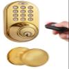 MiLocks XFK-02P Digital Deadbolt Door Lock and Passage Knob Combo with Keyless Entry via Remote Control and Keypad Code for Exterior Doors, Polished Brass view 1