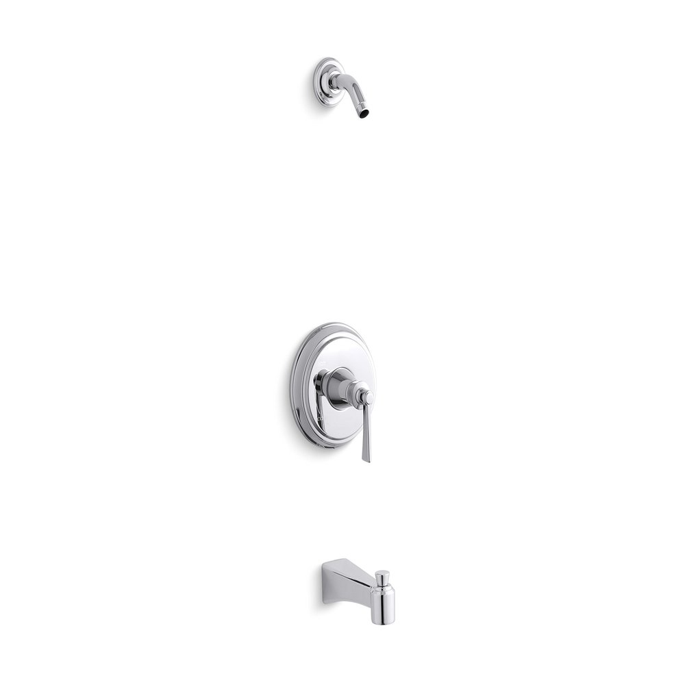 KOHLER TLS11077-4-CP Archer Rite-Temp Bath and Shower Valve Trim with Lever Handle and Spout
