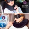 Aeris Memory Foam Travel Pillow for Airplanes - Best Airplane Neck Pillow for Long Flights - Plane Accessories Carry Bag to Save Space, Ear Plugs and Eye Mask - Perfect Flight Set & Gift view 2