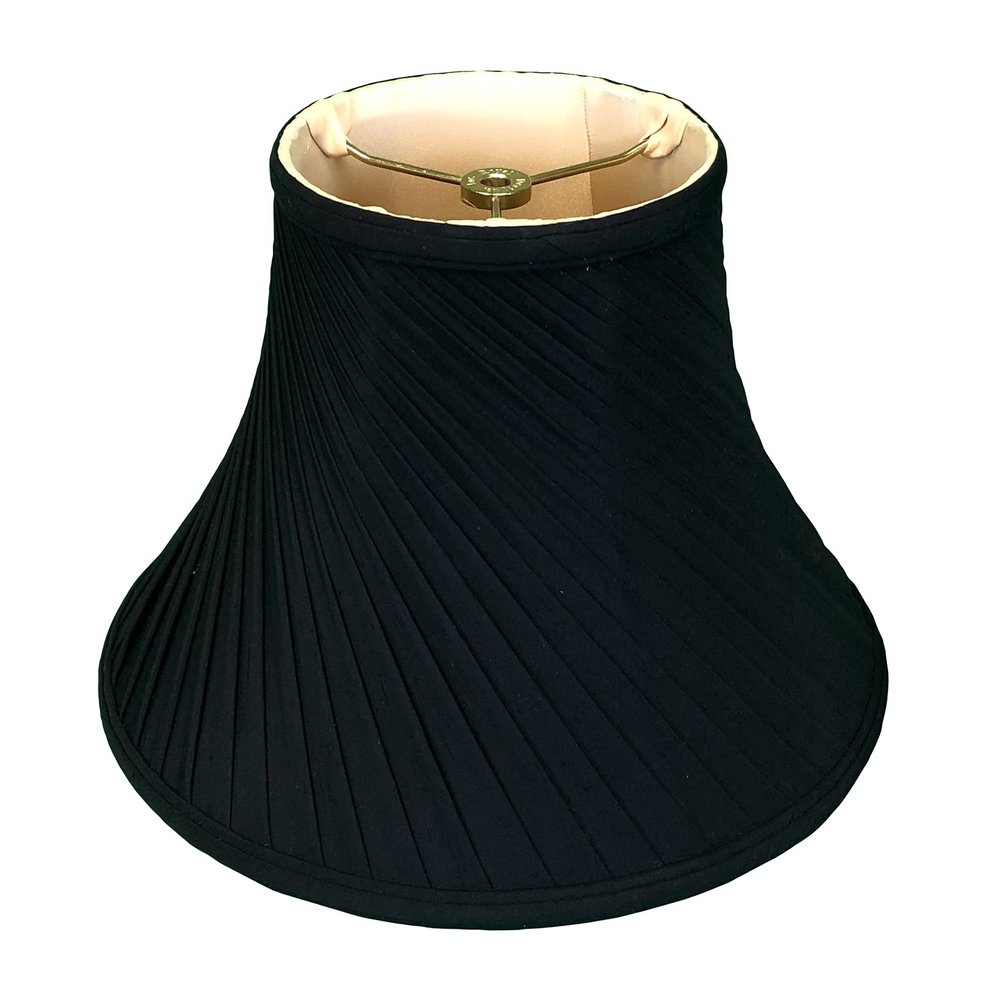 "Royal Designs Twisted Pleat Basic Lamp Shade, Black with Gold, 7"" x 16"" x 12""" (BS-717-16BLKGL)