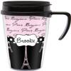 Personalized Paris Bonjour and Eiffel Tower Acrylic Travel Mug with Handle view 1