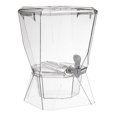 CreativeWare Crown Beverage Dispenser with Base and Name Clip, 3.5 gallon, Clear