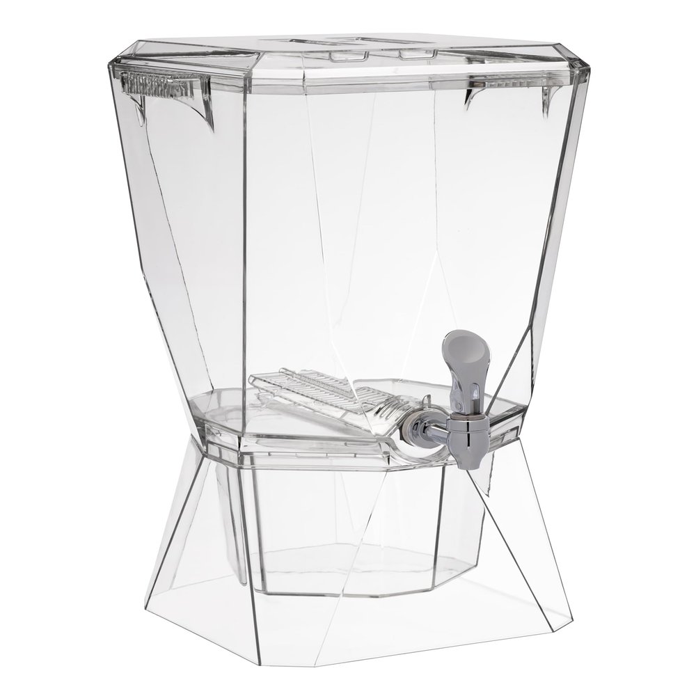 CreativeWare Crown Beverage Dispenser with Base and Name Clip, 3.5 gallon, Clear