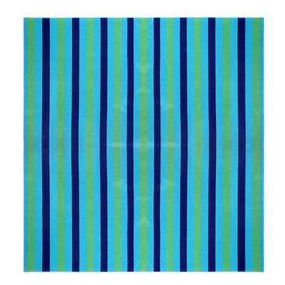 COTTON CRAFT Oversized Extra Wide XL Beach Blanket Towel for Two - 58x68-100% Cotton Velour - Big & Huge - Pool Picnic Bath Jacquard Thick Plush Super Soft Luxury - 450 GSM - Cabana Stripe Blue Green
